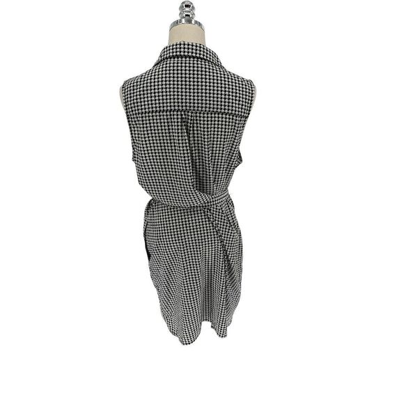 Banana Republic Dress Women's Size 14 Black White Elephant Pattern Button Up - Picture 3 of 6